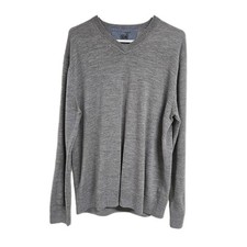 Raffi Crewneck Pullover Knit Sweater 100 Extra Fine Merino Wool Gray Men's Sz L