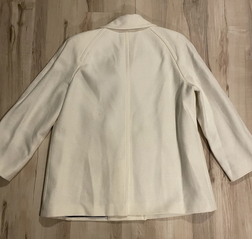 Abrigo Talbots Doble Pecho Tweed Guisante Mujer Talla 16 Marfil Forrado Clásico Foto 3 de 4