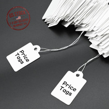 220 Pcs White Price Tags with String Writable Display Labels for Jewelry Clothin