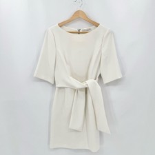 Alice + Olivia Women's Virgil Boat Neck Tie Wrap Dress Size 8 Off White