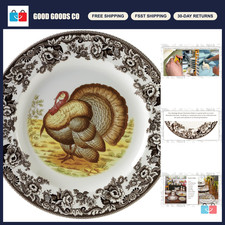 10.5" Turkey Dinner Plate - Spode Woodland Style, Elegant Tableware, Fall Decor