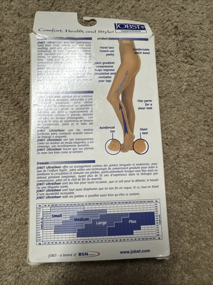 Pantimedias Jobst Supportwear Ultra Sheer Mild Comp Plus CT 8-15 mmHg beige sedoso Foto 4 de 4