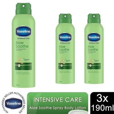 Vaseline Intensive Care Spray Feuchtigkeitscreme, Aloe Beruhigen, 3er Pack, 190ml