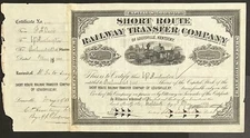 1888 C. P. Huntington Issued Short Route Railway Transfer Company Stock Cert.