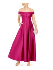 ADRIANNA PAPELL Womens Maxi Dress Pink Short Sleeve Formal Satin 2