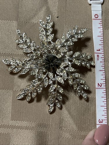 Sarah Coventry Abend Schneeflocke große rauchige Strass Brosche Anstecknadel 812 Vintage - Bild 6 von 11