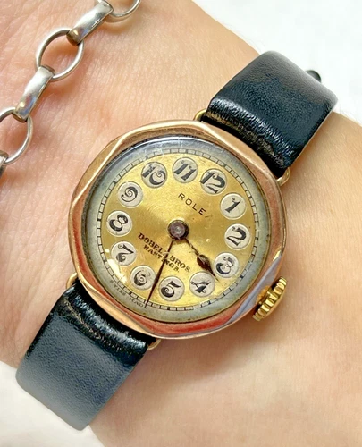 VINTAGE GENUINE HM1929 ROLEX 9ct GOLD CASED DOBELL BROS SWISS LADIES WRIST WATCH