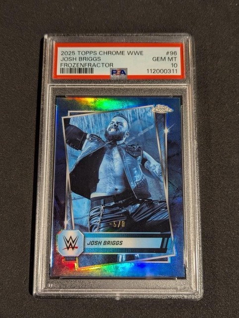 🧊POP 1🧊 2025 Topps Chrome WWE Josh Briggs Frozenfractor -5/0 PSA GEM MINT 10