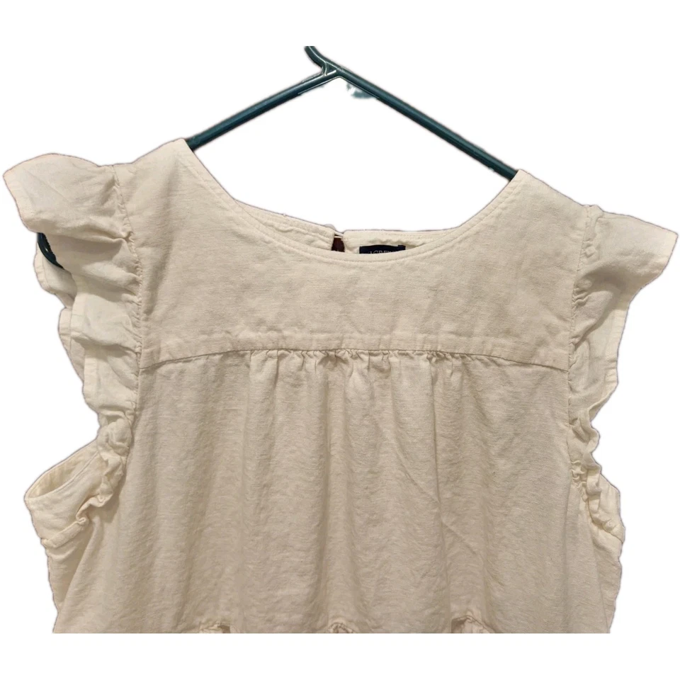 J. Mini Vestido Crew Para Mujer Talla 8 Mezcla de Lino Manga Volantes Fluido Femenino Playa Foto 3 de 4