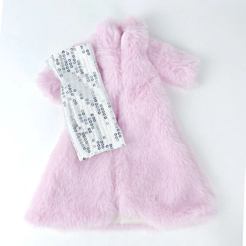 VETEMENTS Set vestiti moda pelliccia rosa per 1 6 abiti bambola vestito argento parka cappotto giocattoli