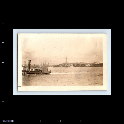 #ad Old Vintage Photo TUGBOAT FERRY BUILDING PORT HARBOR MARINA $16.00