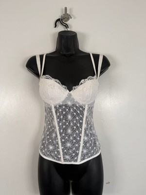 La Perla Bustier White Size UK 34 Lace Corset Top Bra Lingerie Boned Italy