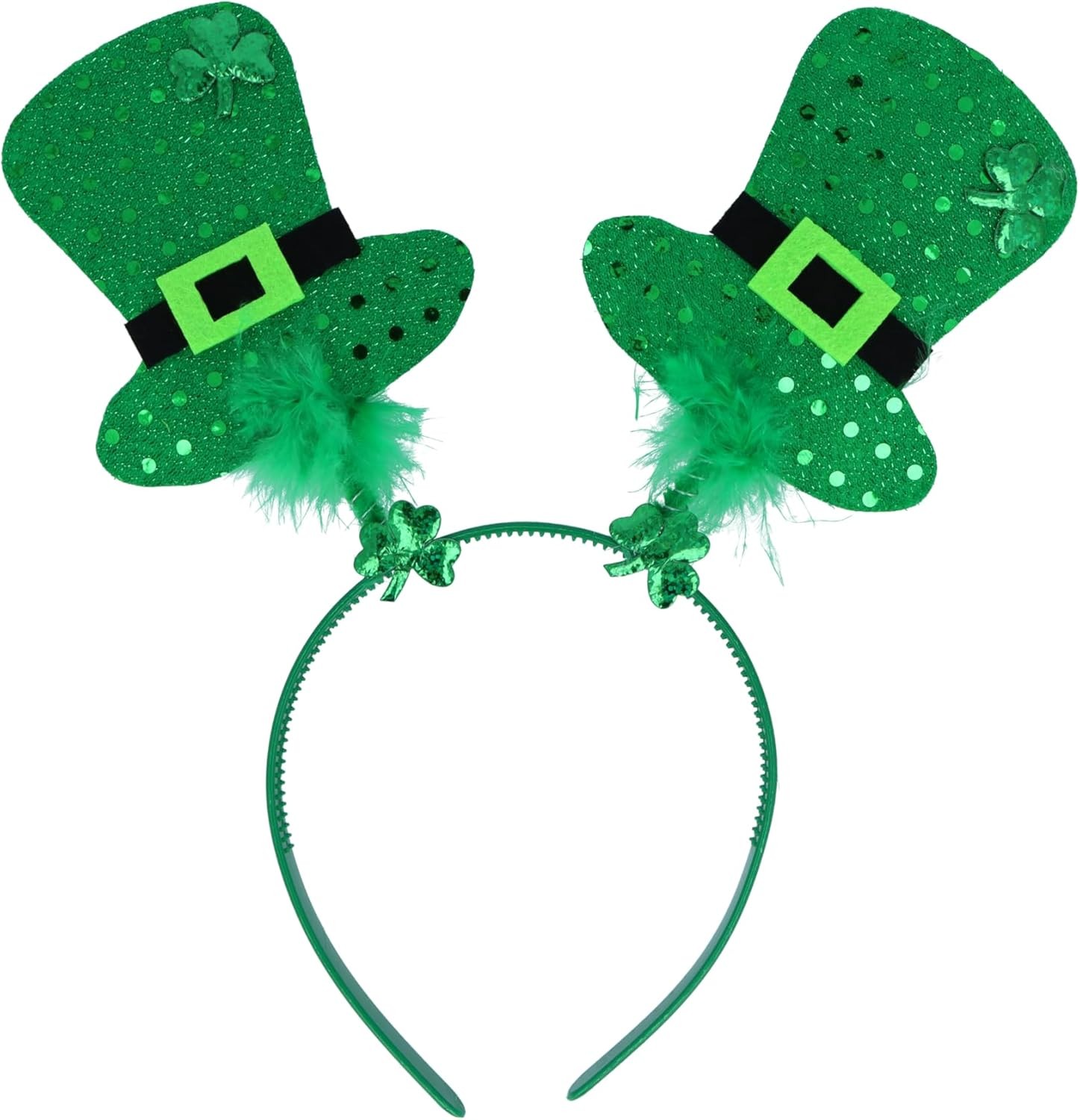 HENBRANDT Irish Mini Hat Head Boppers with Green Fur Shamrock Leprechaun Headba