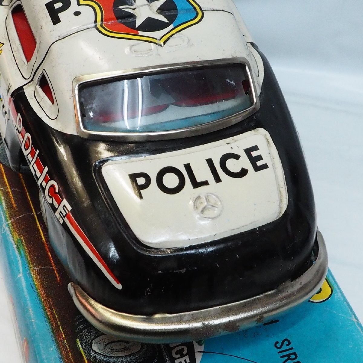 Vintage Yanoman Mercedes Benz 300SL Police Patrol Car Tin Toy