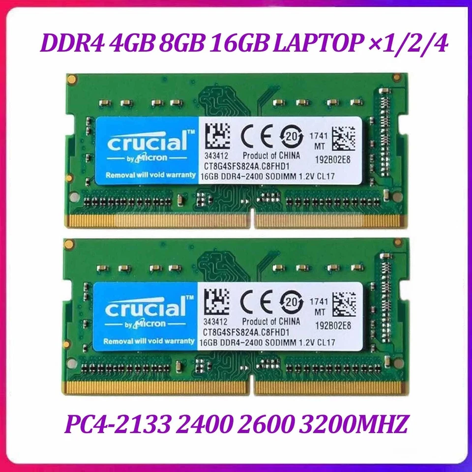 Crucial 8GB 16GB DDR4 2133 2400 2666 3200 MHz SO-DIMM 260-Pin RAM für Laptop Neu