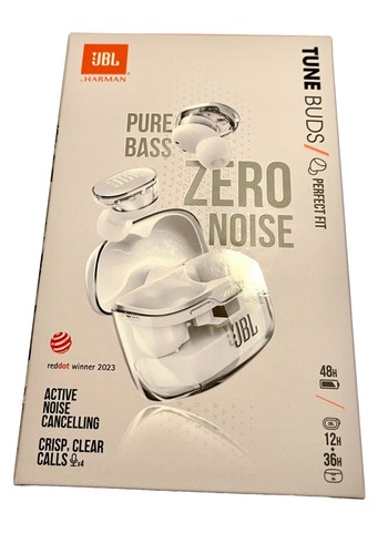 JBL Tune Buds - True Wireless with Active Noise Cancelling in-Ear Earbuds - Ghost Edition clear/White