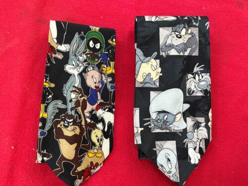 PAIR (2) VINTAGE 1990s LOONEY TUNES MEN’S NECK TIES SILK & POLYESTER VINTAGE!! - Picture 3 of 19