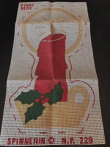 Vintage Spinnerin Latch Hook Or Quick Point Christmas Candle Canvas