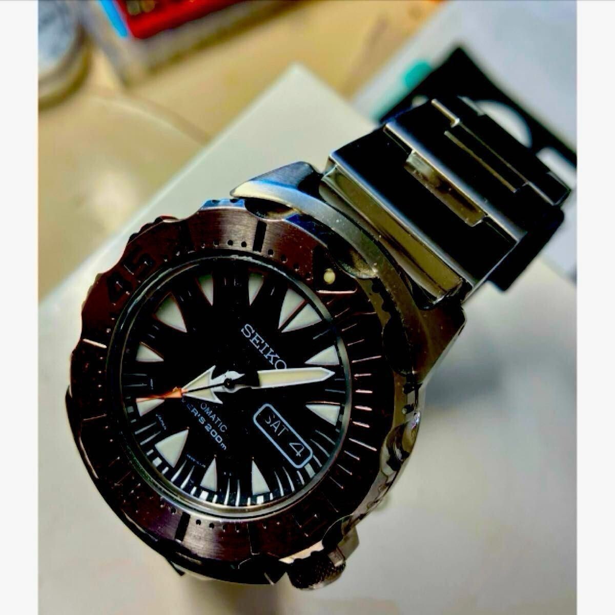 SEIKO Black Monster4R36-01J0 SRP307 Shark Tooth DIVER Super
