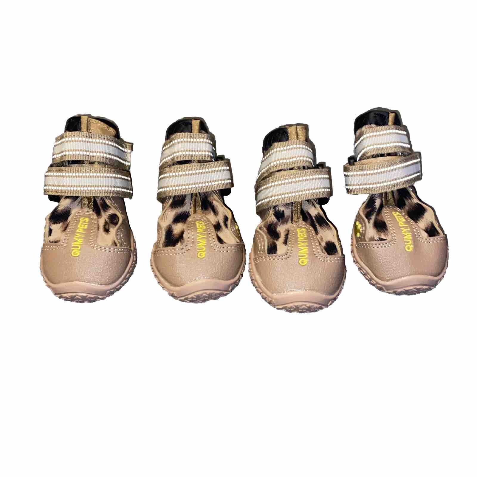 Qumy Pets Dog Shoe Boots for Small Dogs Size 1 Brown Leopard /AntiSlip