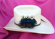 Handcrafted Hatband for Cowboy hats - 'Blue Garden'