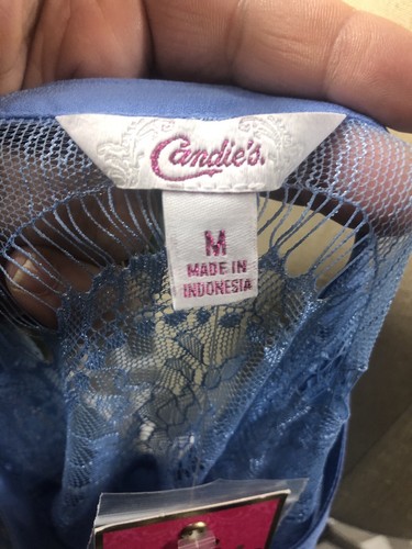 Candie's Lace Tie Front Top Button Down Roll Tab Long Slv Blouse Womens Sz M NWT - Picture 9 of 11