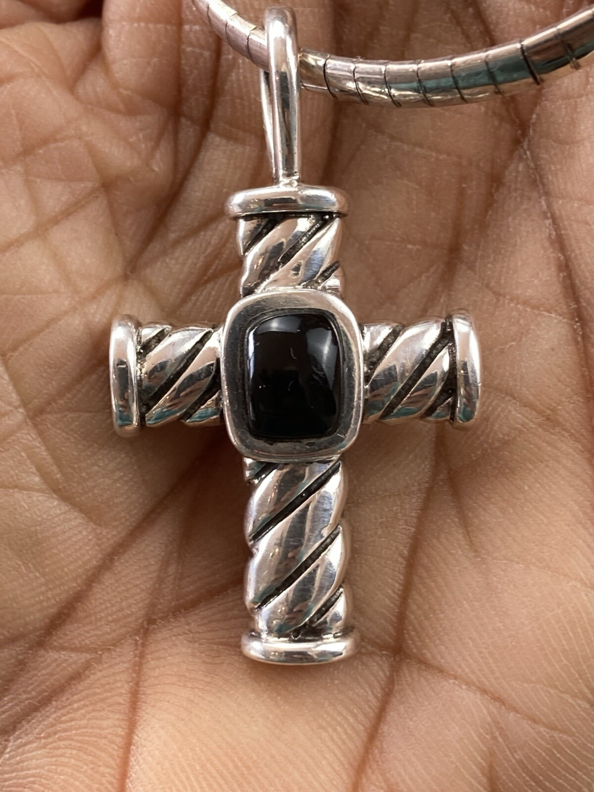 Sterling 925 Solid Silver Black Onyx Cabochon Cro… - image 17