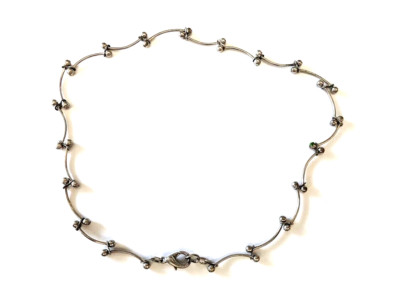 Unique Silver Toned Necklace 13 1/2'' long