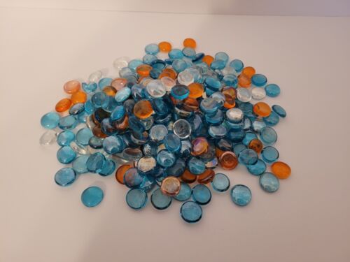 Marbles 250 Pieces Blue Orange Flat Marble Aquarium 2LBS