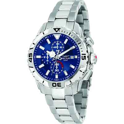 SECTOR Montre Hommes Legend Chronographe Étui Acier 43 MM Cadran Bleu 100 MT