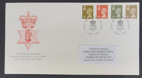 GB 1993 FDC NORTHERN IRELAND DEFINITIVE STAMPS - BELFAST SHS - FREE UK P&P