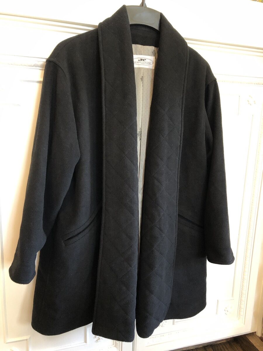 Jean Claude Paris Quilted Shawl Collar Wool Blend coat made Jean Claude Paris Quilted Shawl Collar Wool Blend coat made