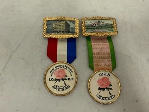 Lot of 2 1920s Independent Order of Odd Fellows 1910 Pinback Badge