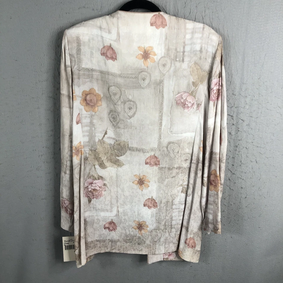 Vintage Maren Jacket Womens 12 Floral Tafetta Faux Twin Set Occasion 80s NEW - Image 2 of 4
