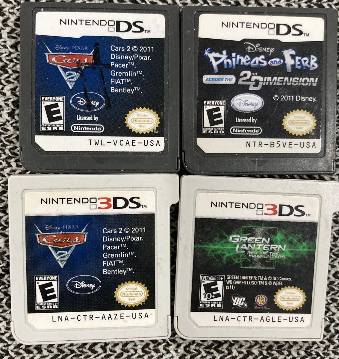 Nintendo DS 3DS Game Lot 4 Cars 2 Green Lantern Phineas