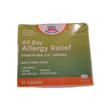 All Day Allergy Relief Cetirizine HCL 10mg Indoor Outdoor 14 Ct Exp 10/26