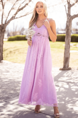 NWOT Dress Women's Large Lilac Crochet Lace Overlay Mesh Sleeveless Maxi V  Neck | eBay
