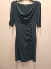 Lauren Ralph Lauren dark green Black Label Classic Dress Knit Ruched front sz 6