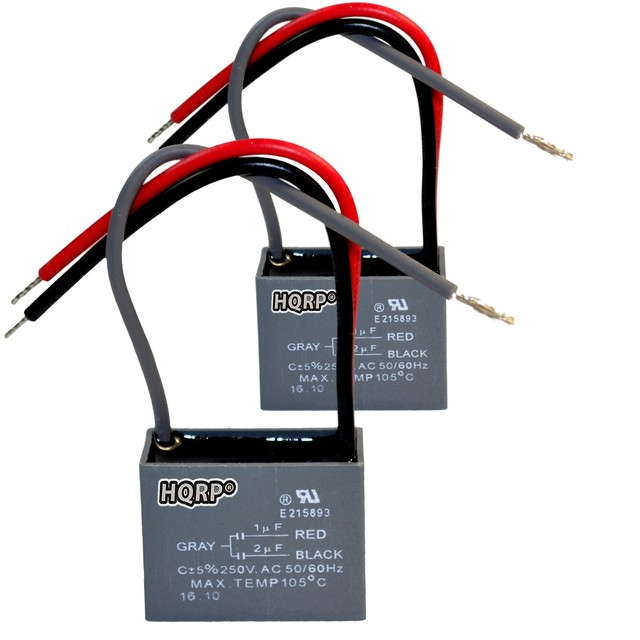 2Pack HQRP Replacement Capacitor for Hampton Bay Fan 1uF+2uF 3Wire
