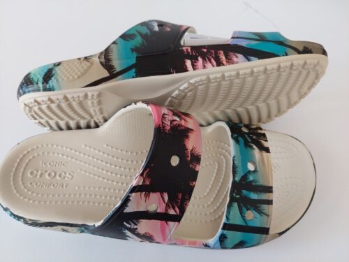 CROCS Classic RETRO Resort Boni/Multi Two Strap sandals Slides SHOE WOMENS Comfy - Picture 1 of 7