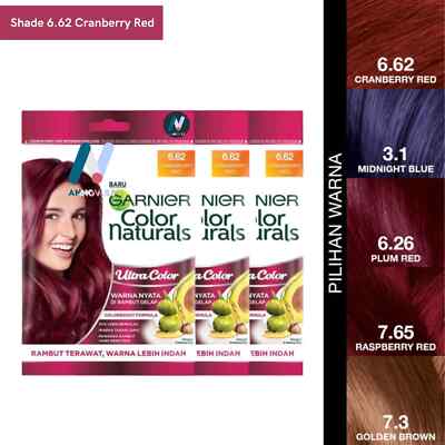 1x GARNIER Natural Dry Hair Color Olive Oil Long Lasting Soft 6.62 Cranberry Red
