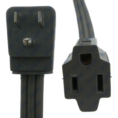 Indoor Extension Cord, 4' FT, 15A, 14/3, Female, SPT-3, Gray, 94574