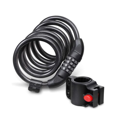 Heavy Duty Combination Bike Lock Easy Bracket Coil Code Lock Bicycle Security  - Picture 1 of 5