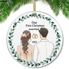First Christmas Married 2024 Acrylic Ornament - Unique Wedding  Engagement Gift