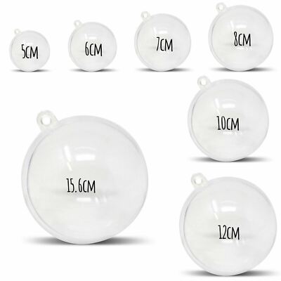 5-100 klare befüllbare Kugeln 5-15,6 cm Kunststoff Christbaumschmuck rund UK