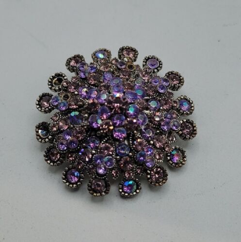 Vintage 1950’s Large Purple Rhinestone Pendant Or Brooch Pin Lots of Sparkle  - Picture 1 of 12