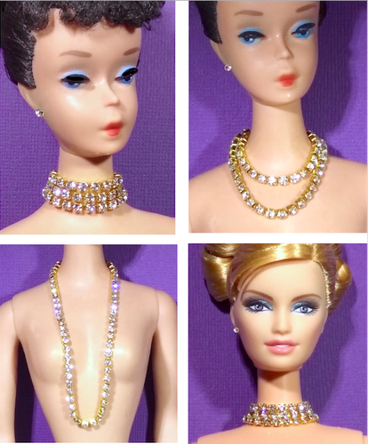Rhinestone Triple CHOKER Doll Jewelry 