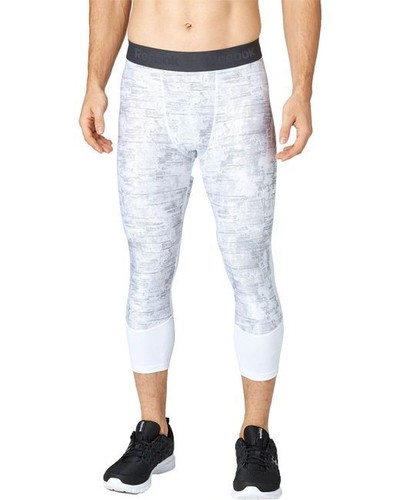 Reebok Men's Printed 3/4 Length Compression Tights White & Caviar Sm MMA17502 J - Picture 6 of 9