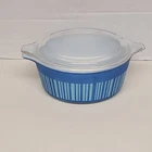 Vintage PYREX Barcode Blue Stripes 472 1 1/2 Qt Casserole Dish 1950 Collector