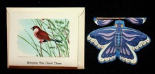S. S. Adams Souvenir Card With Blue Purple Mechanical Butterfly 1930's NJ 